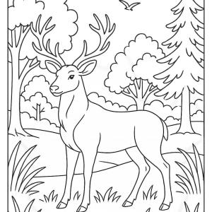 kolorowanka jeleń i natura