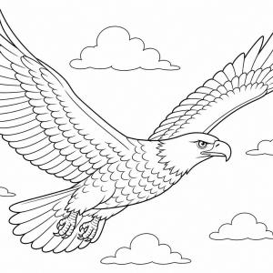 dibujo para colorear de un águila con las alas desplegadas